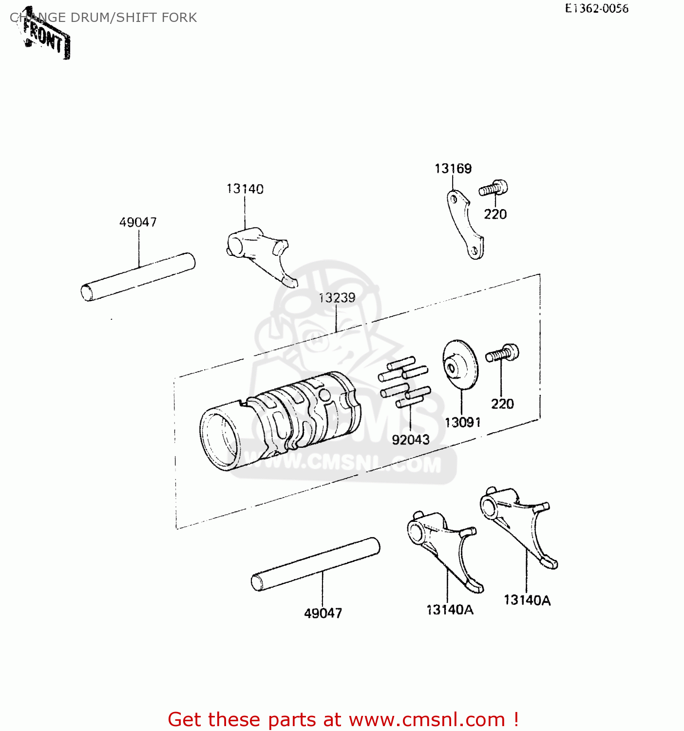 CHANGE DRUM/SHIFT FORK KX60-A2 1984 A1/A2