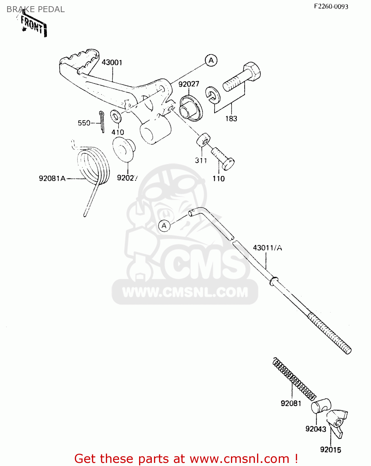 BRAKE PEDAL KX60-A2 1984 A1/A2