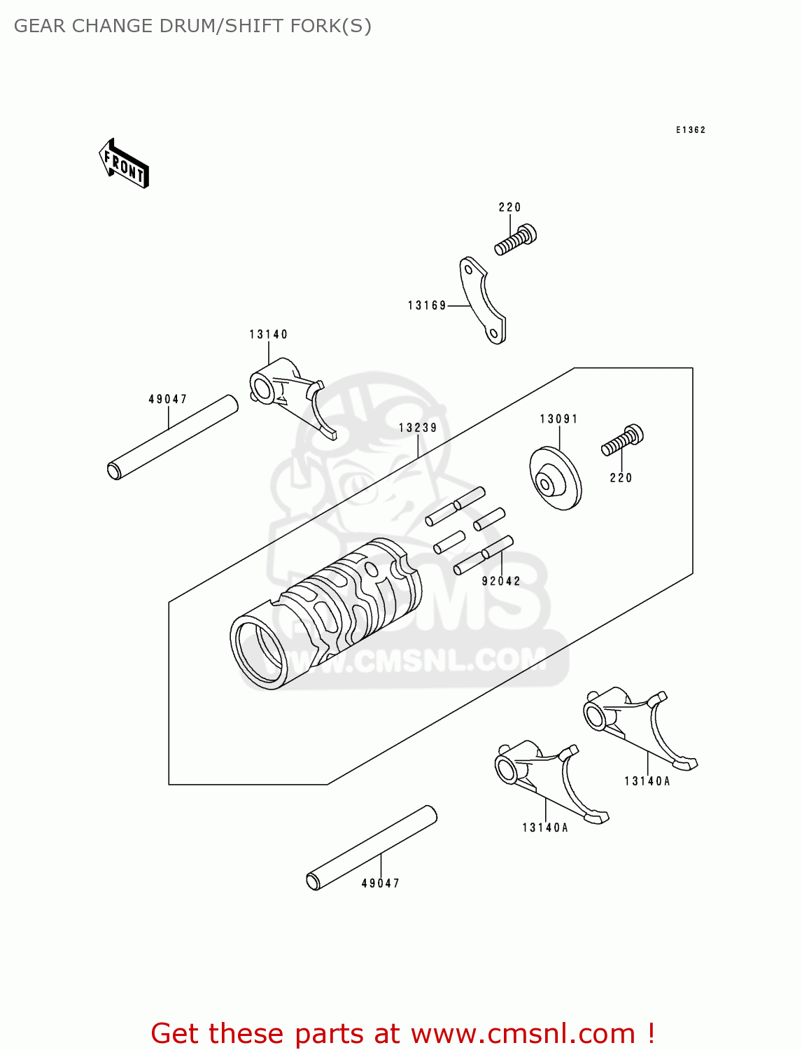 GEAR CHANGE DRUM/SHIFT FORK(S) KX60-B10 1994 EUROPE AS