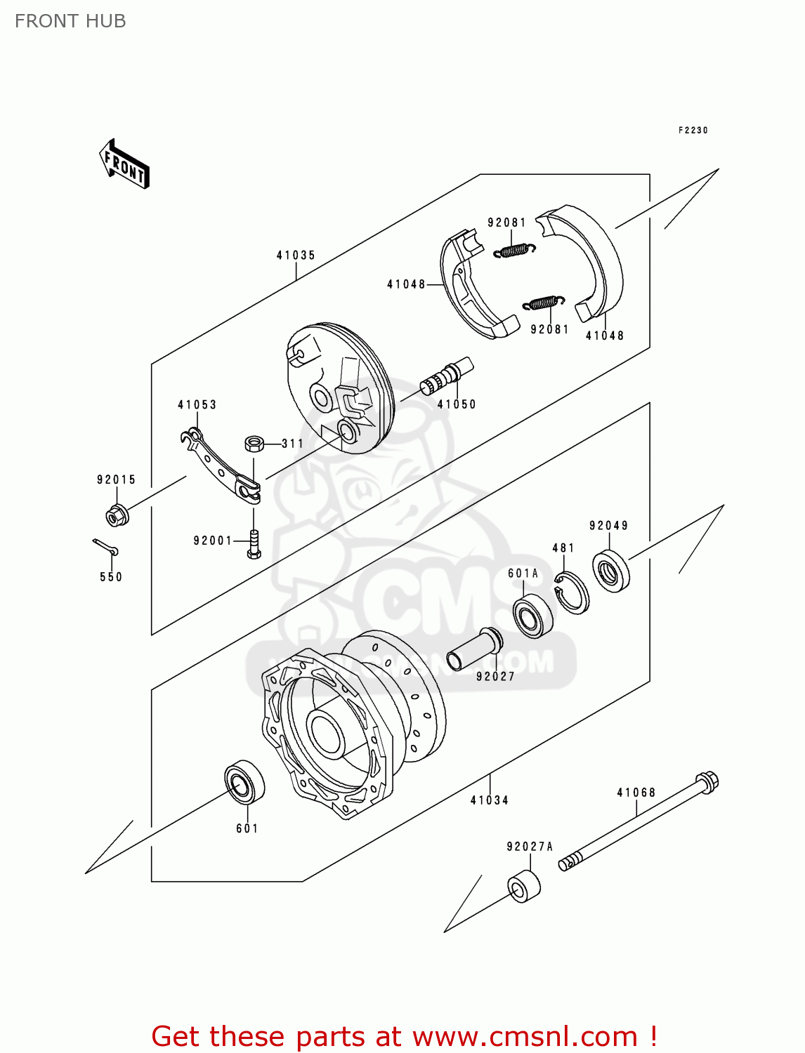 FRONT HUB KX60-B10 1994 USA CANADA