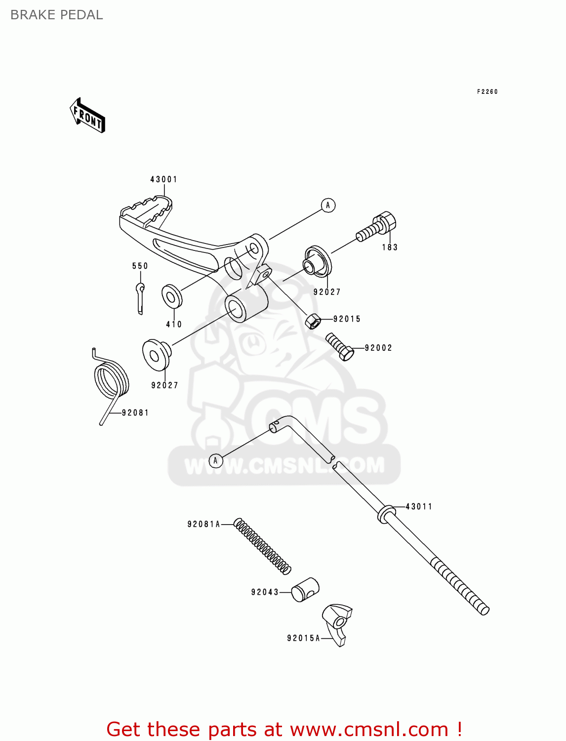 BRAKE PEDAL KX60-B10 1994 USA CANADA