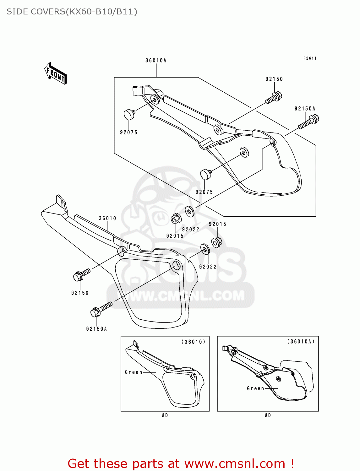 SIDE COVERS(KX60-B10/B11) KX60-B10 1994 USA CANADA