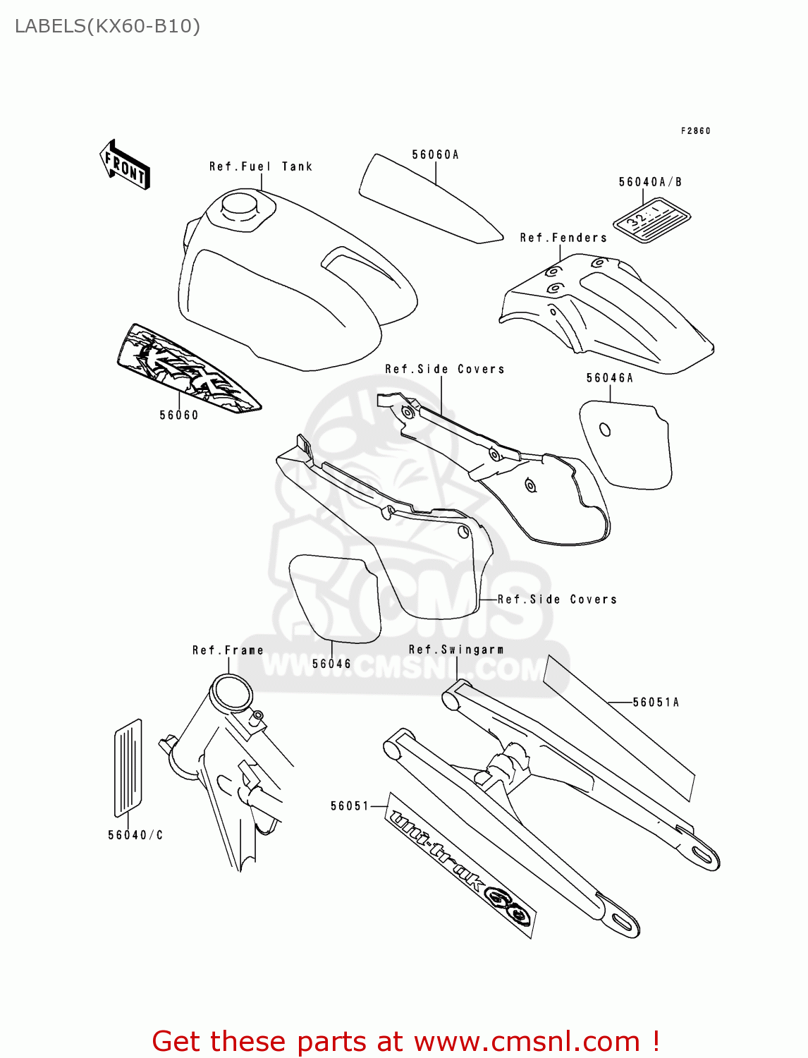 LABELS(KX60-B10) KX60-B10 1994 USA CANADA
