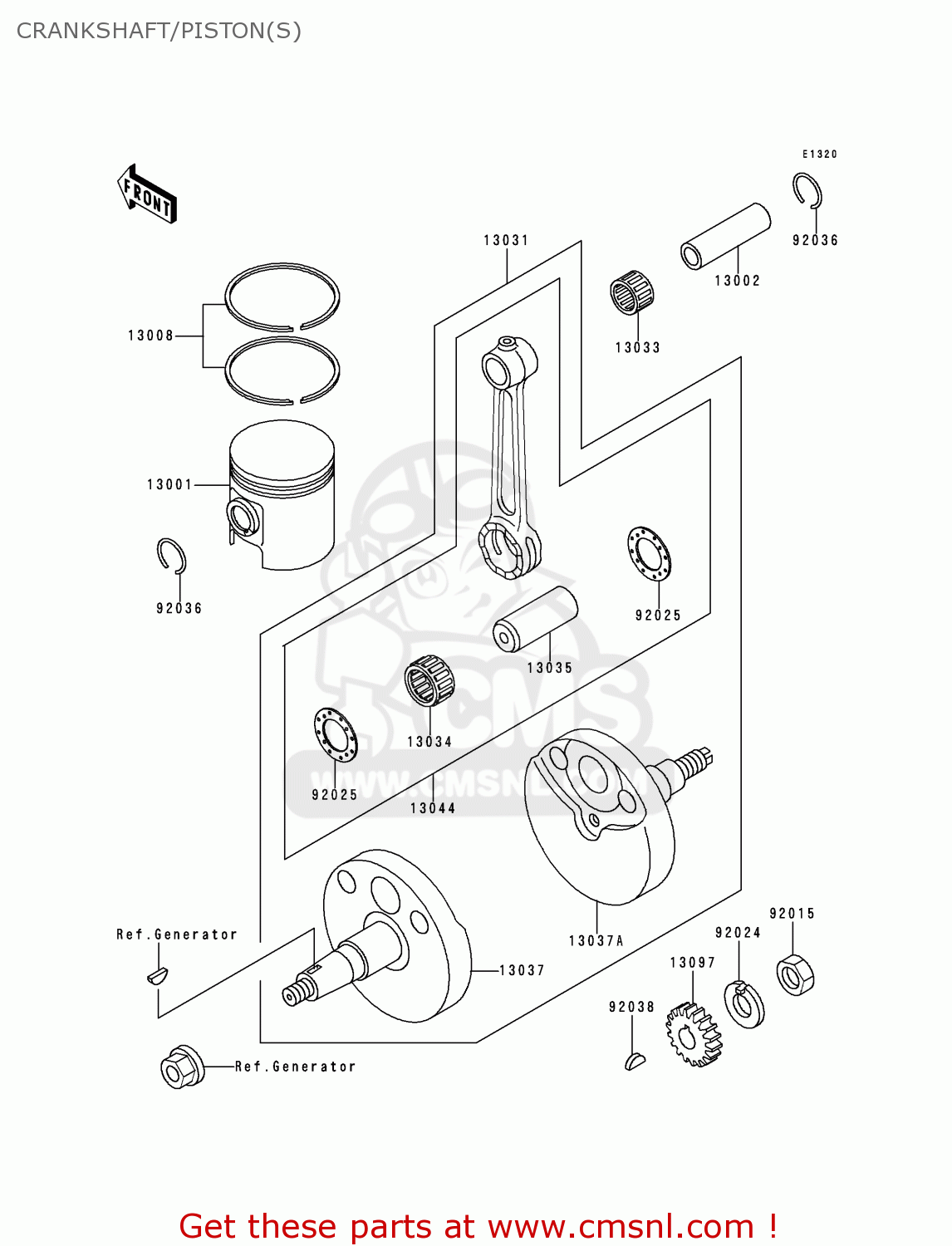 CRANKSHAFT/PISTON(S) KX60-B14 1998 USA CANADA