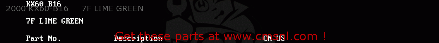 2000 KX60-B16     7F LIME GREEN KX60-B15 1999 USA CANADA