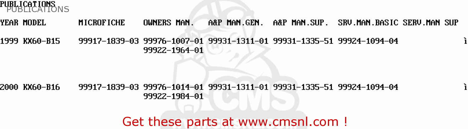 PUBLICATIONS KX60-B16 2000 EUROPE AS