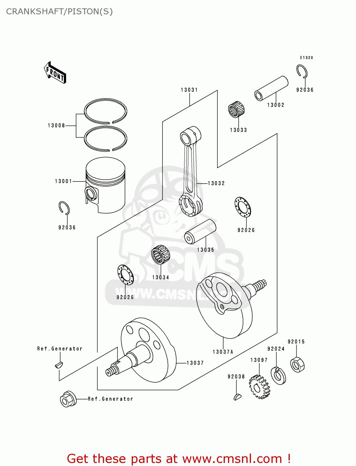 CRANKSHAFT/PISTON(S) KX60-B16 2000 USA CANADA