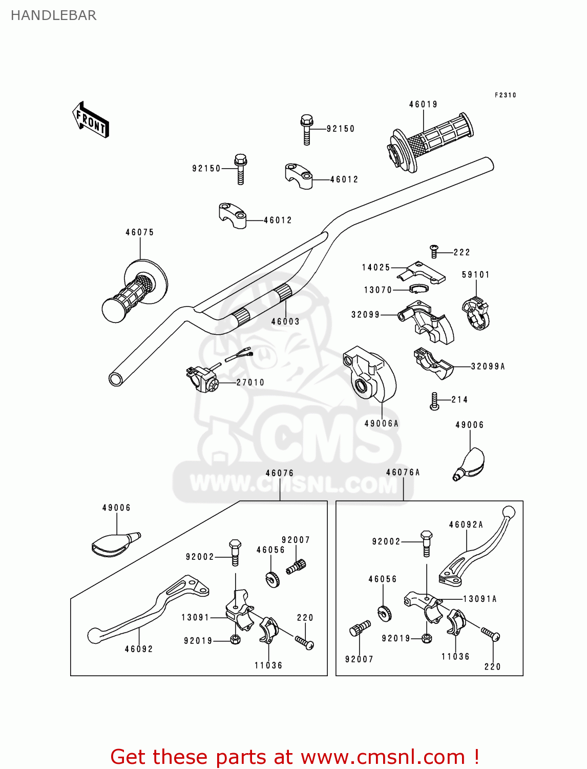 HANDLEBAR KX60-B16 2000 USA CANADA