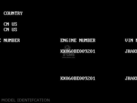 MODEL IDENTIFCATION - KX60-B16 2000 USA CANADA