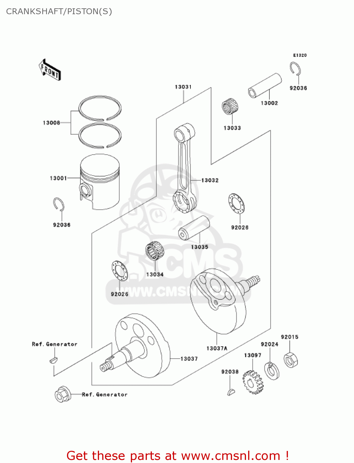 CRANKSHAFT/PISTON(S) KX60-B17 KX60 2001 USA CANADA