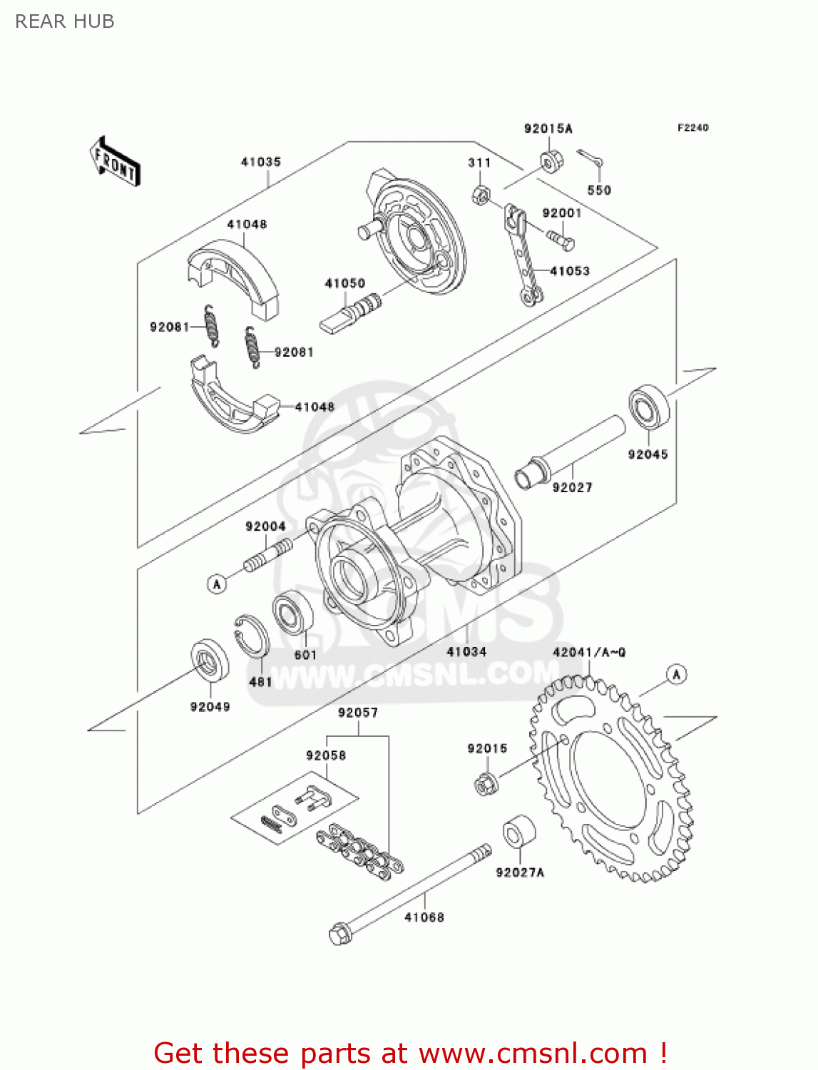 REAR HUB KX60-B18 KX60 2002 USA CANADA