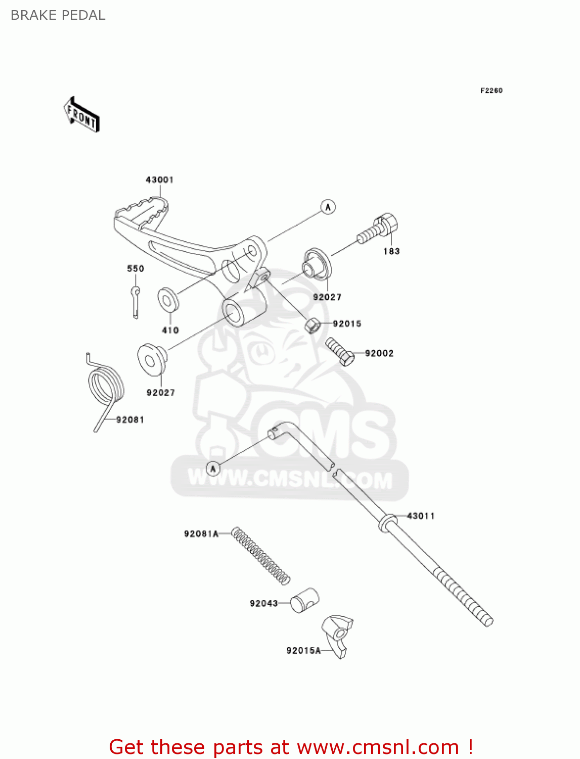 BRAKE PEDAL KX60-B19 KX60 2003 USA CANADA