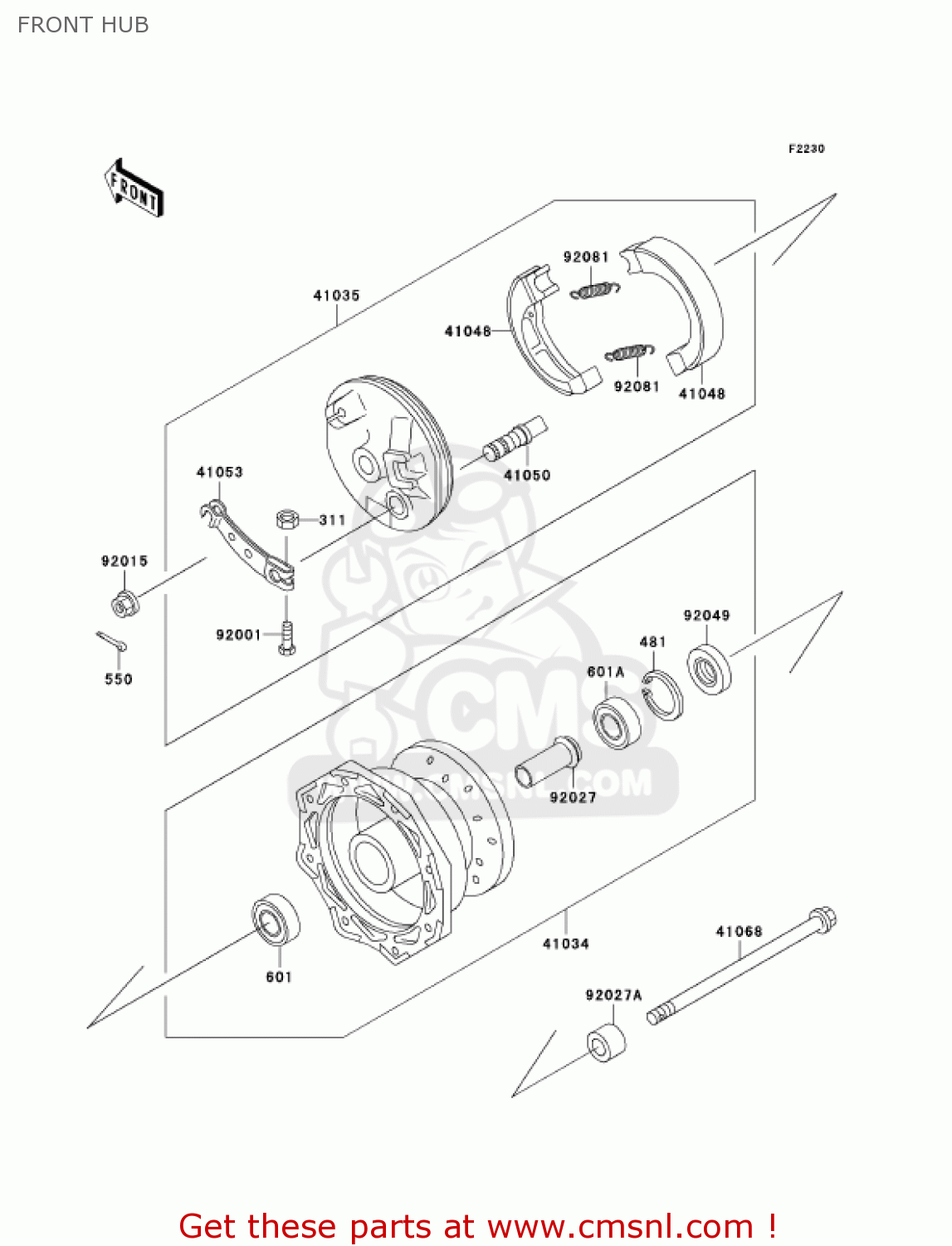 FRONT HUB KX60-B19 KX60 2003 USA CANADA