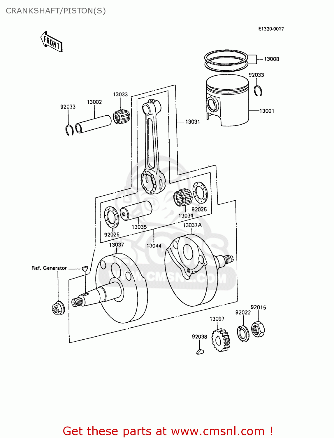 CRANKSHAFT/PISTON(S) KX60-B2 1986 UNITED KINGDOM