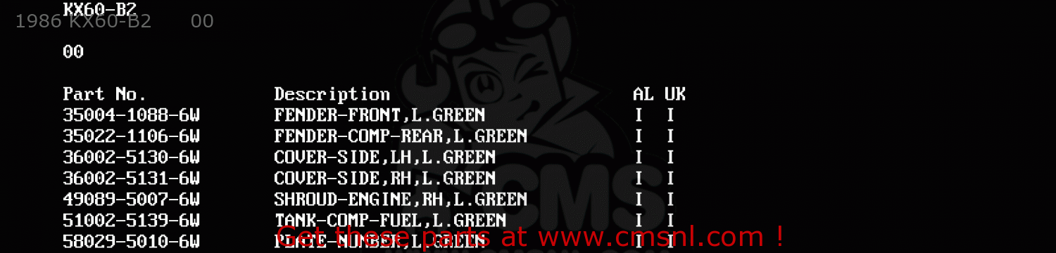 1986 KX60-B2      00 KX60-B2 1986 UNITED KINGDOM