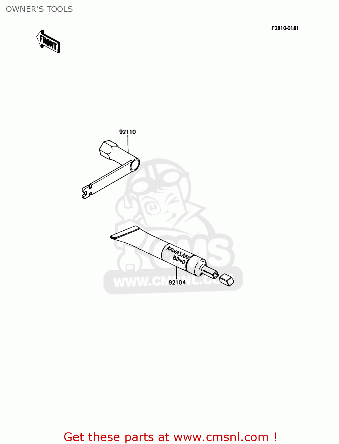 OWNER'S TOOLS KX60-B2 1986 USA CANADA