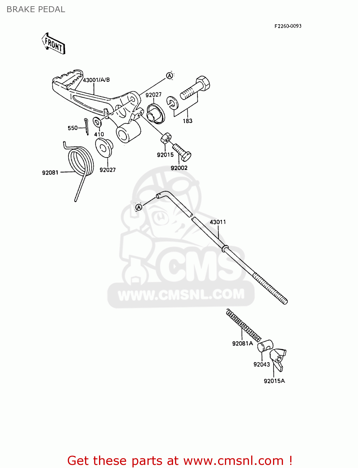 BRAKE PEDAL KX60-B3 1987 UNITED KINGDOM