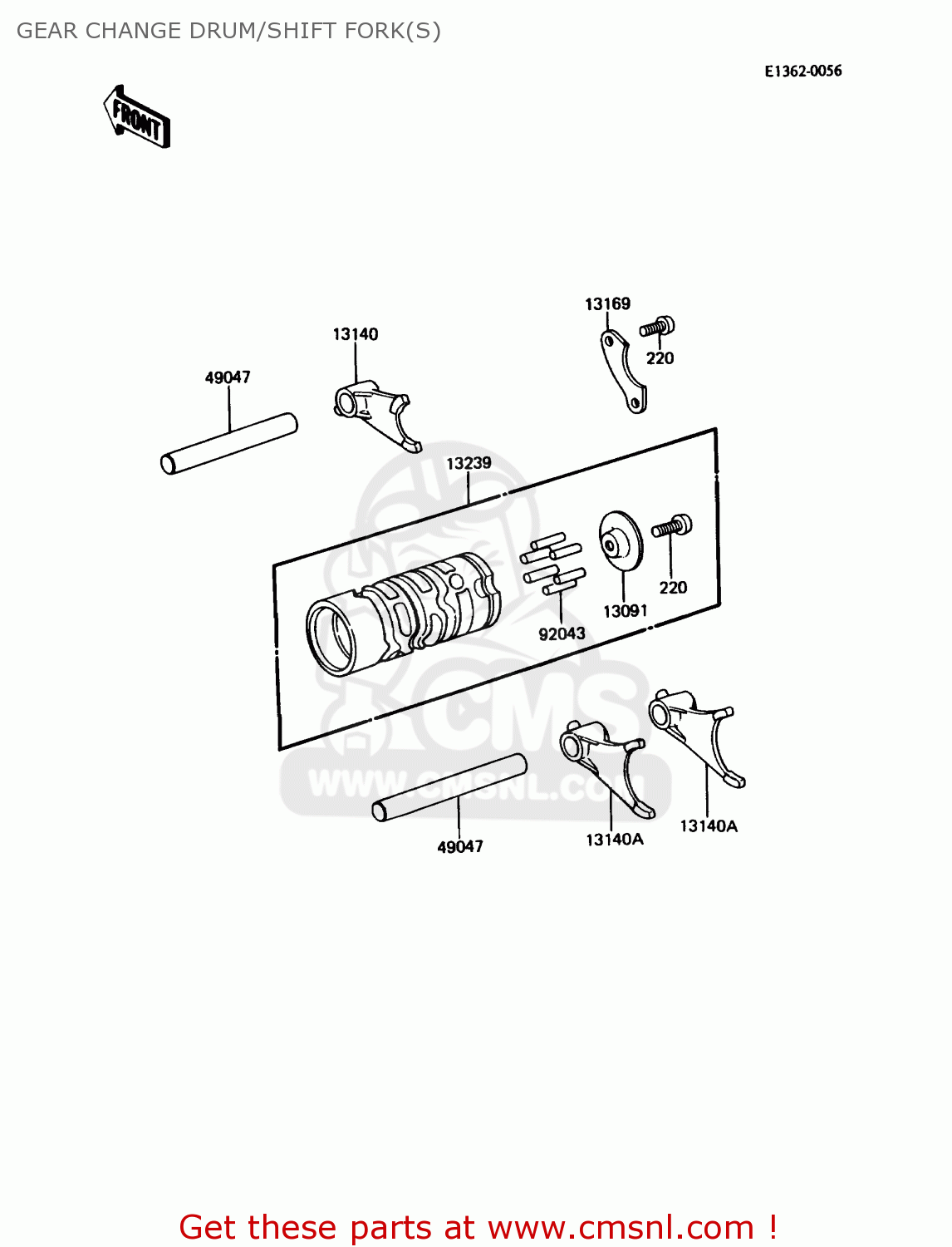 GEAR CHANGE DRUM/SHIFT FORK(S) KX60-B3 1987 USA