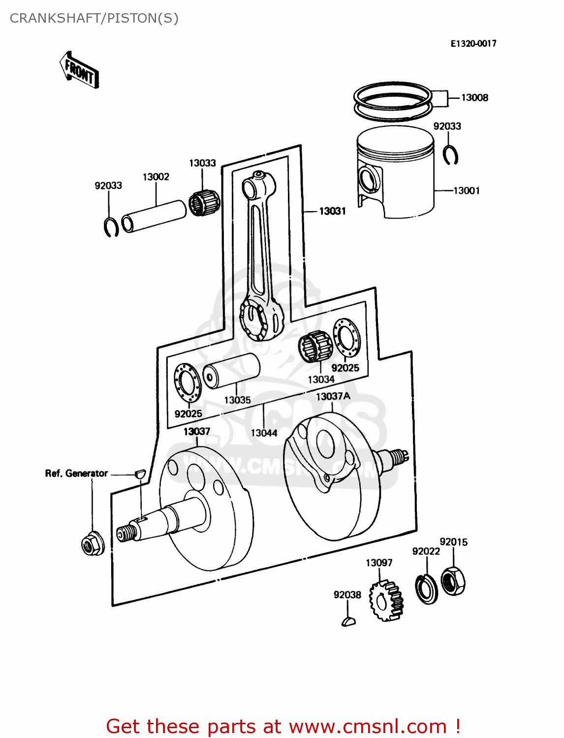 CRANKSHAFT/PISTON(S) KX60-B4 1988 USA