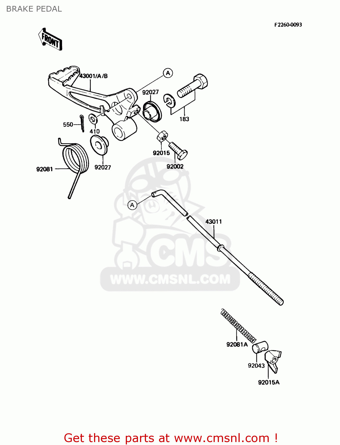 BRAKE PEDAL KX60-B4 1988 USA