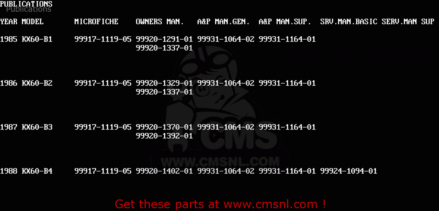 Publications KX60-B4 1988 USA
