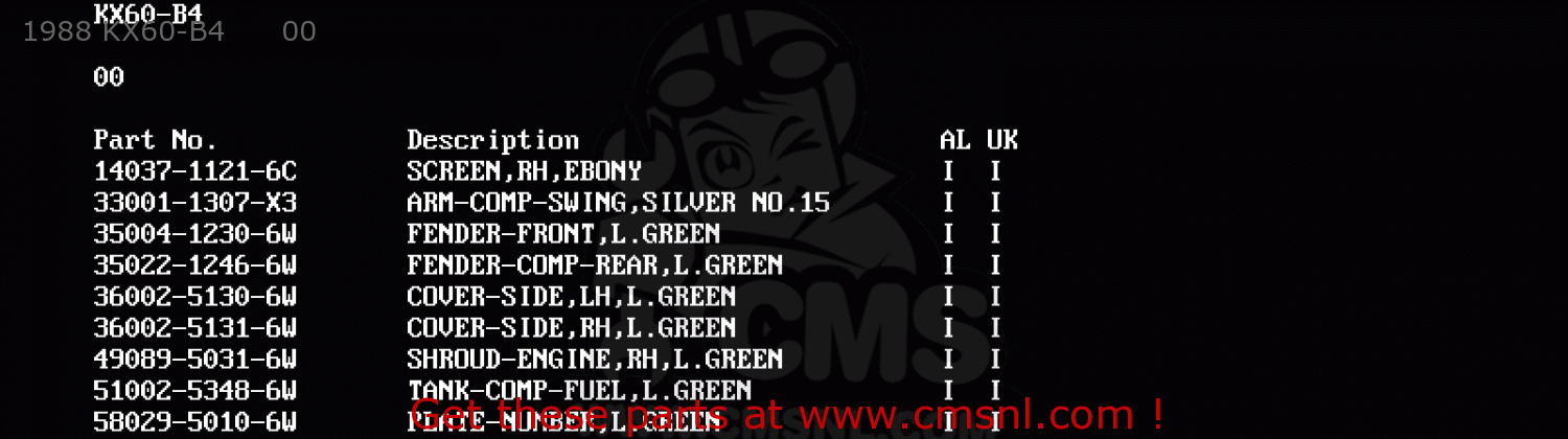 1988 KX60-B4      00 KX60-B5 1989 UNITED KINGDOM