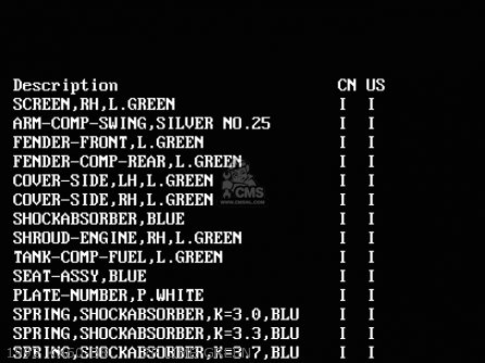 1992 KX60-B8      7F LIME GREEN - KX60-B9 1993 USA CANADA