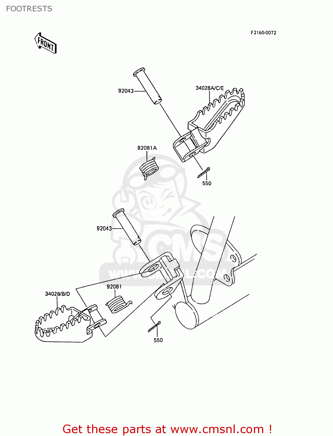 Kawasaki KX60-B2 1986 UNITED KINGDOM FOOTRESTS - オリジナル FOOTRESTS スペアを ...