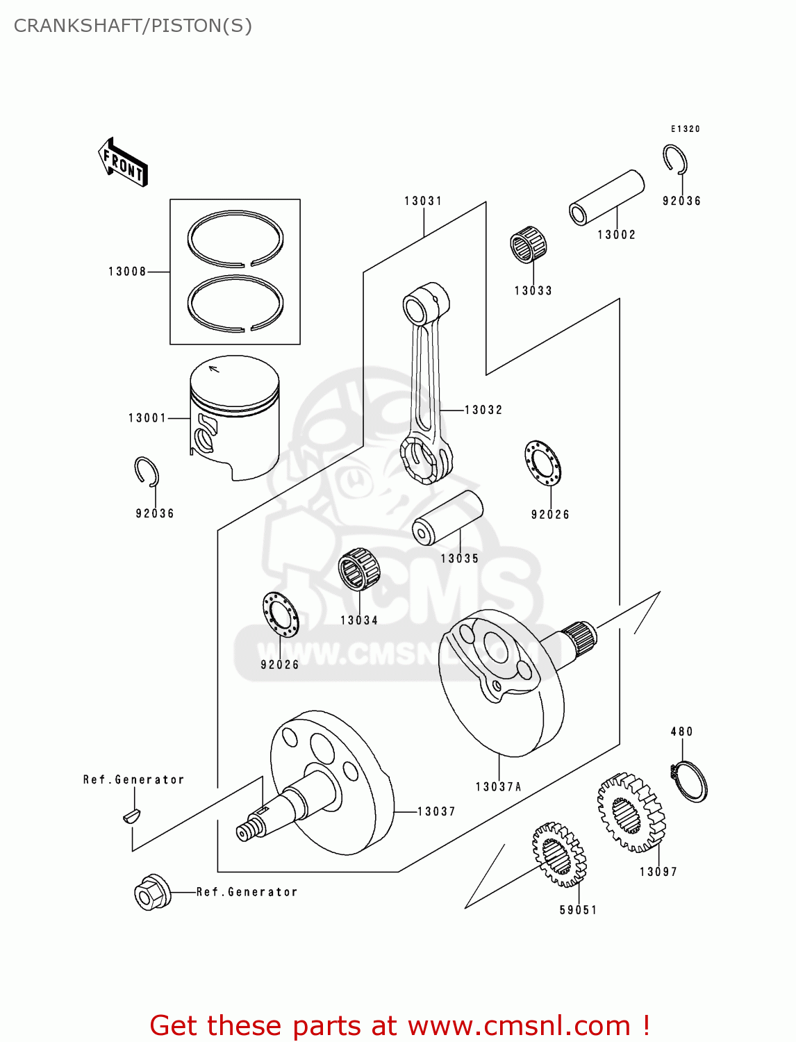 CRANKSHAFT/PISTON(S) KX65-A1 2000 USA CANADA