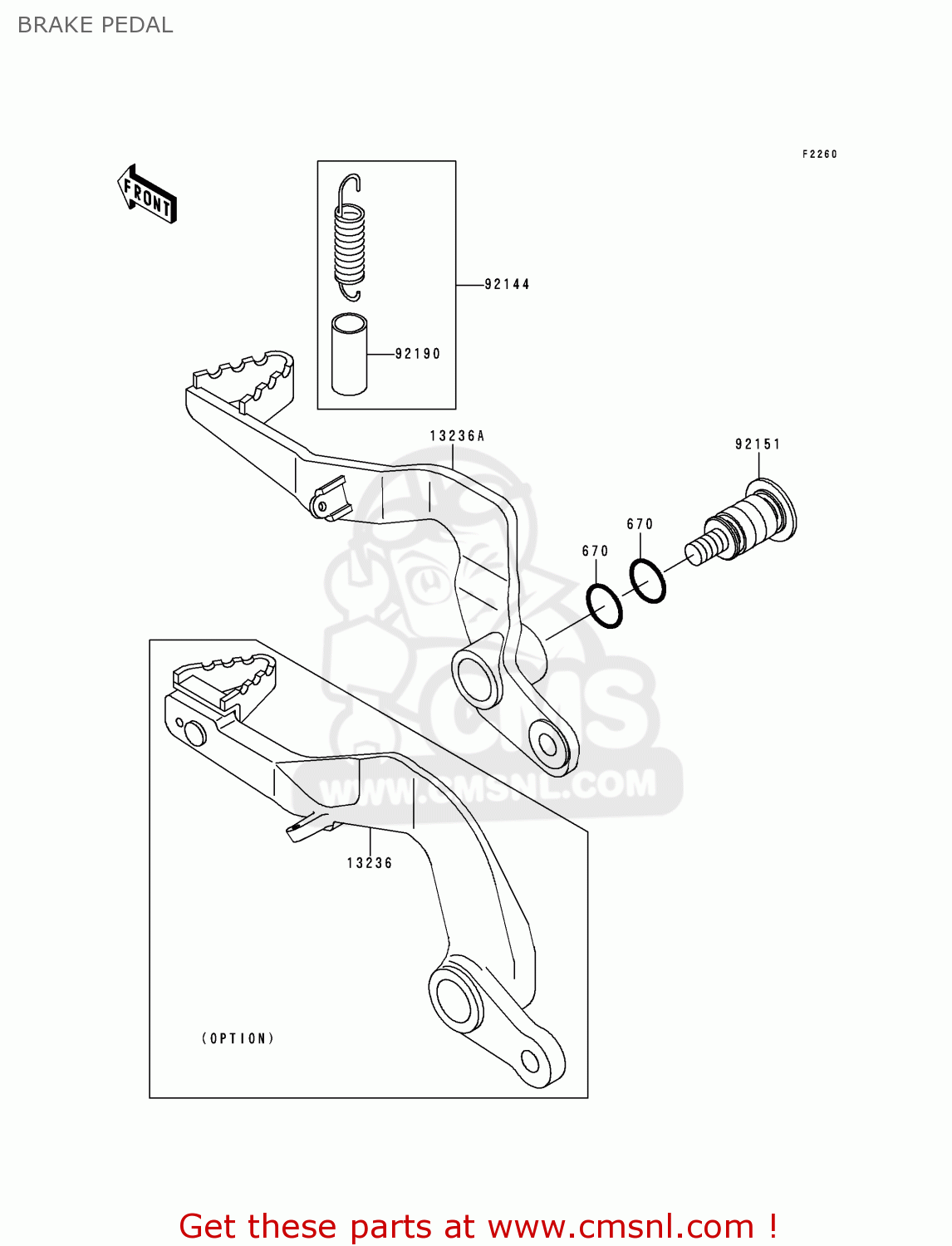 BRAKE PEDAL KX65-A1 2000 USA CANADA