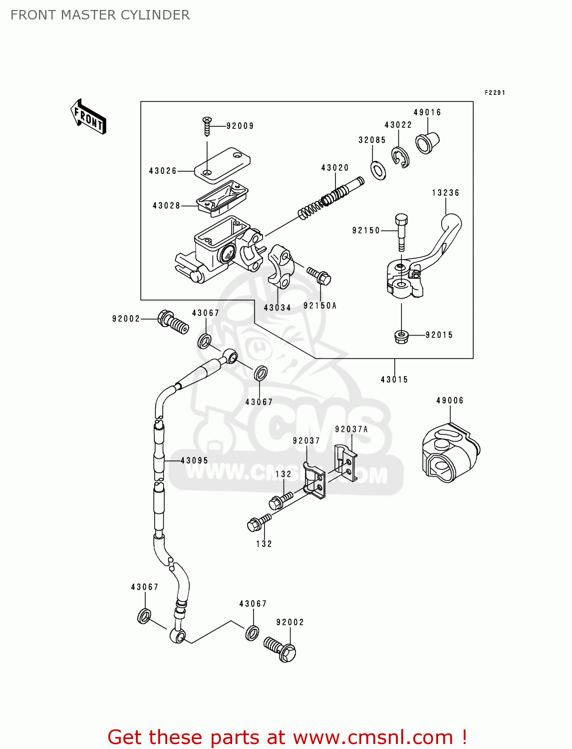 FRONT MASTER CYLINDER KX65-A1 2000 USA CANADA