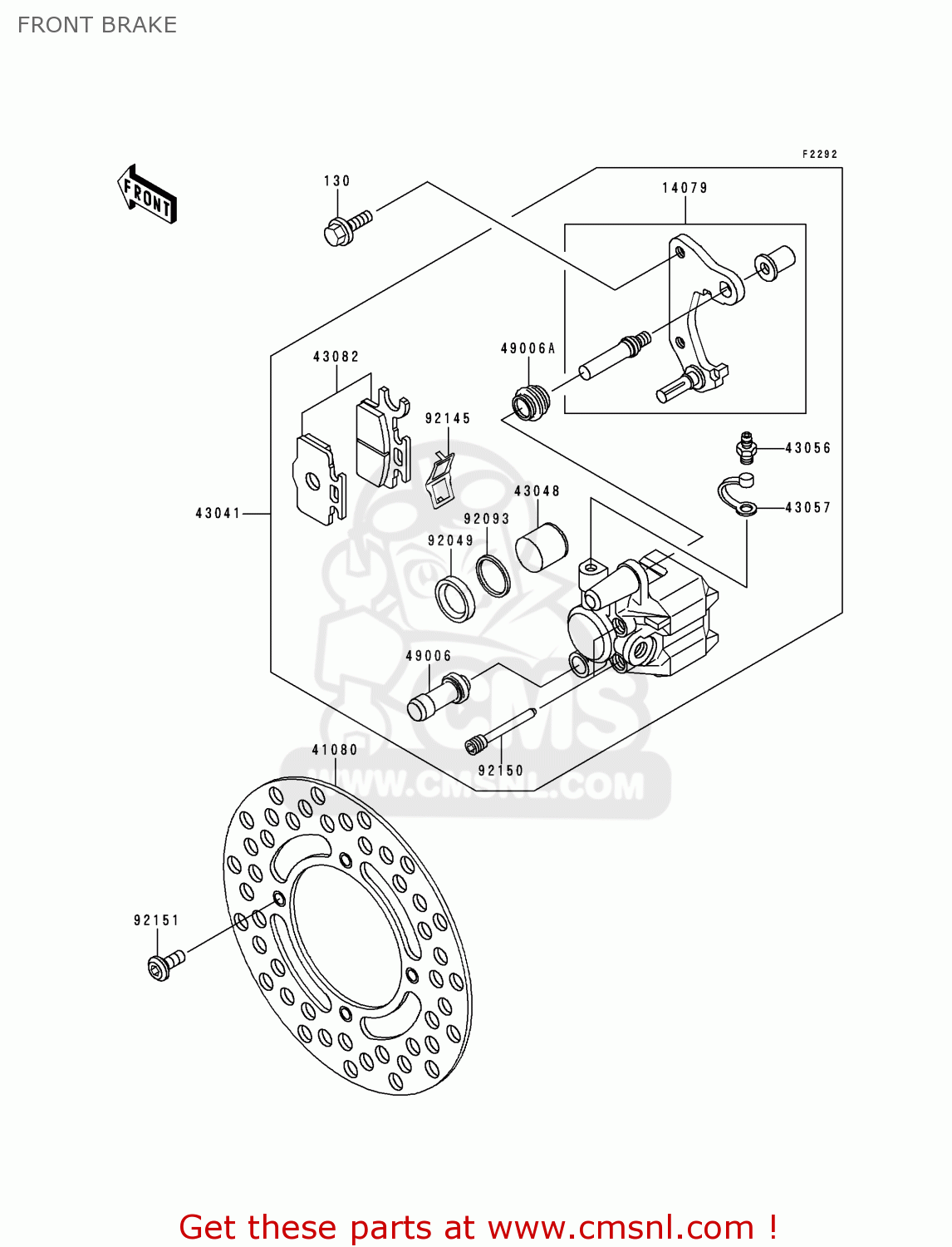 FRONT BRAKE KX65-A1 2000 USA CANADA