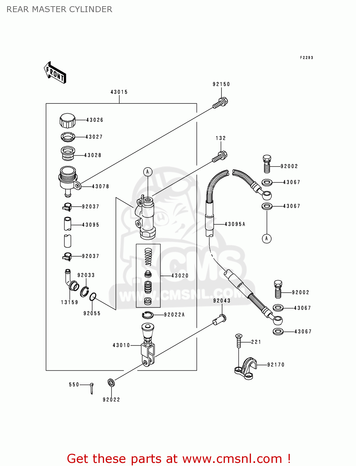 REAR MASTER CYLINDER KX65-A1 2000 USA CANADA