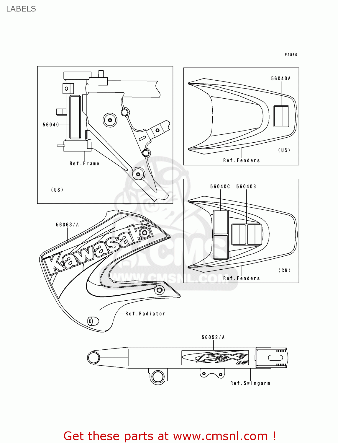 LABELS KX65-A1 2000 USA CANADA