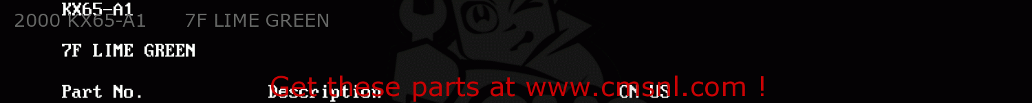 2000 KX65-A1      7F LIME GREEN KX65-A1 2000 USA CANADA