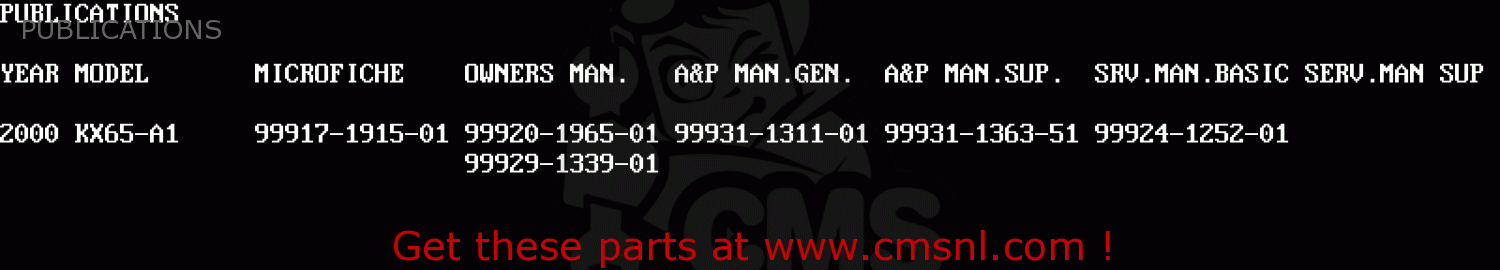 PUBLICATIONS KX65-A1 2000 USA CANADA