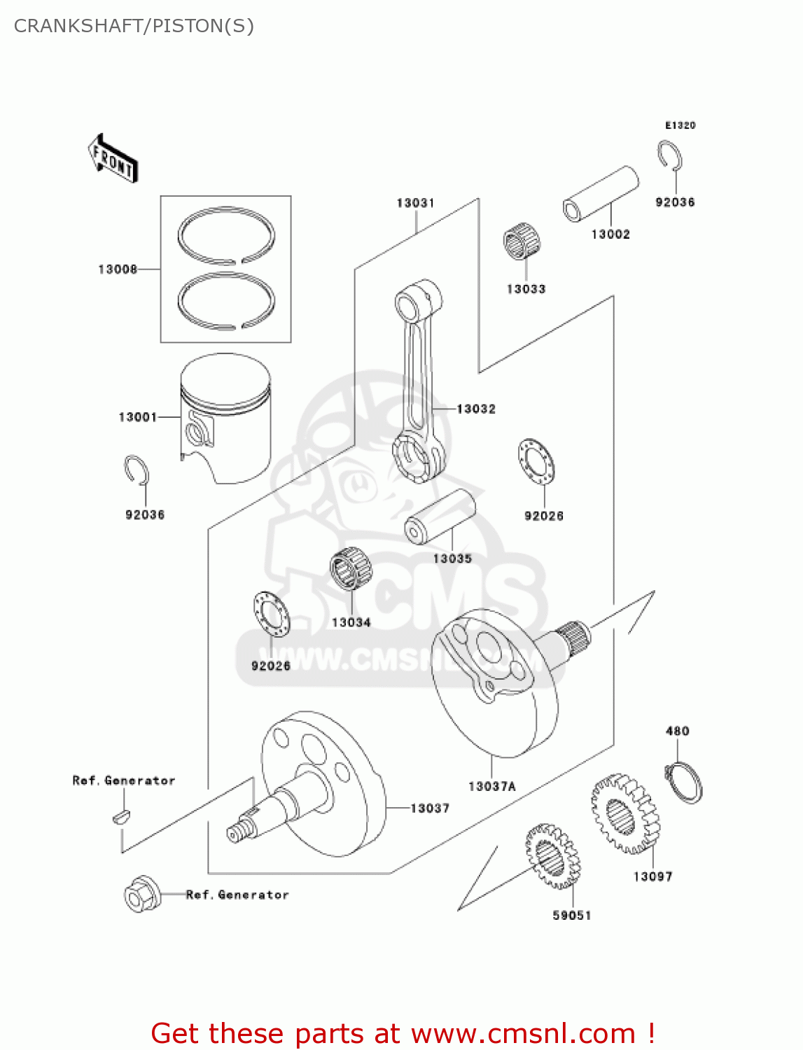 CRANKSHAFT/PISTON(S) KX65-A2 KX65 2001 USA CANADA