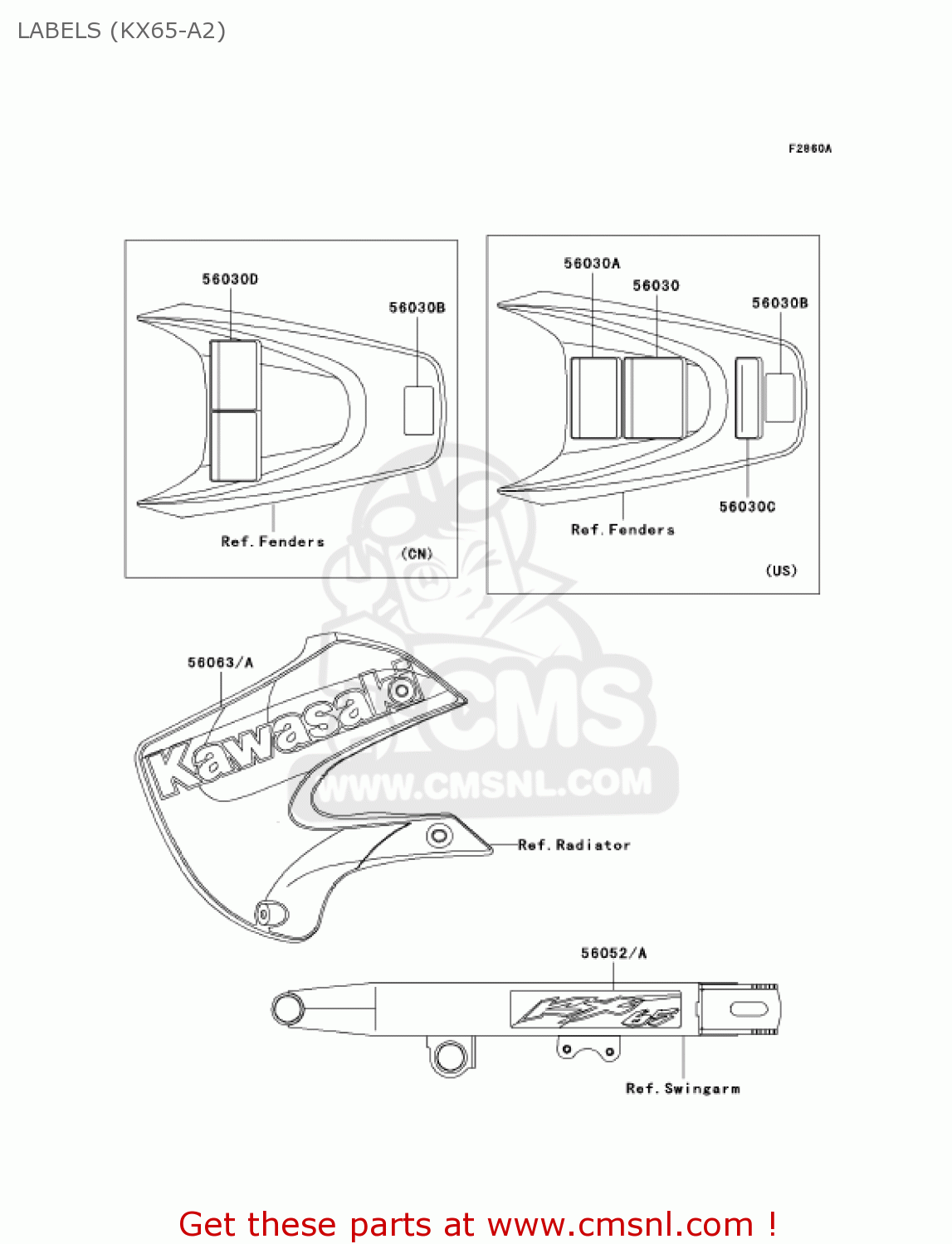 LABELS (KX65-A2) KX65-A2 KX65 2001 USA CANADA