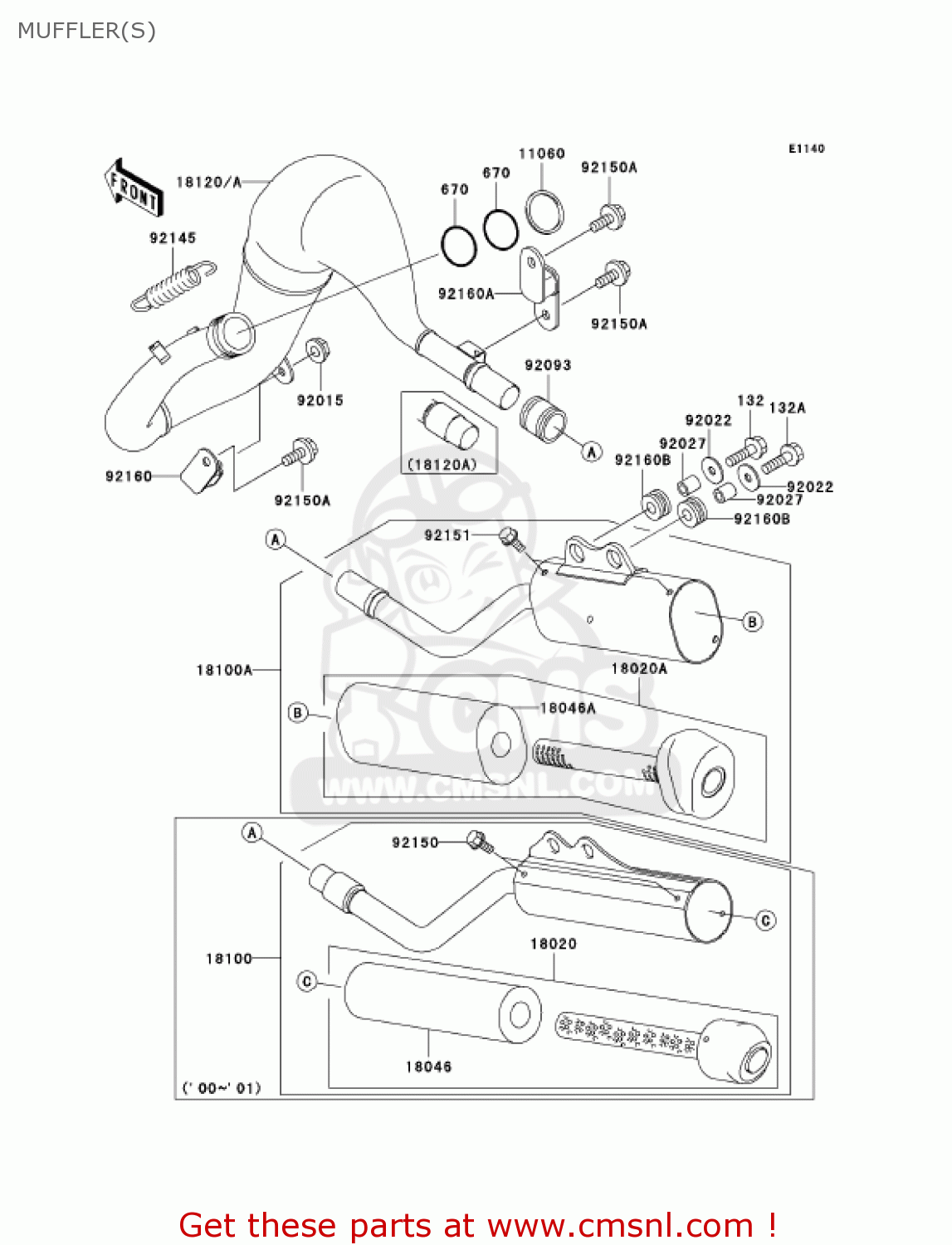 MUFFLER(S) KX65-A2 KX65 2001 USA CANADA
