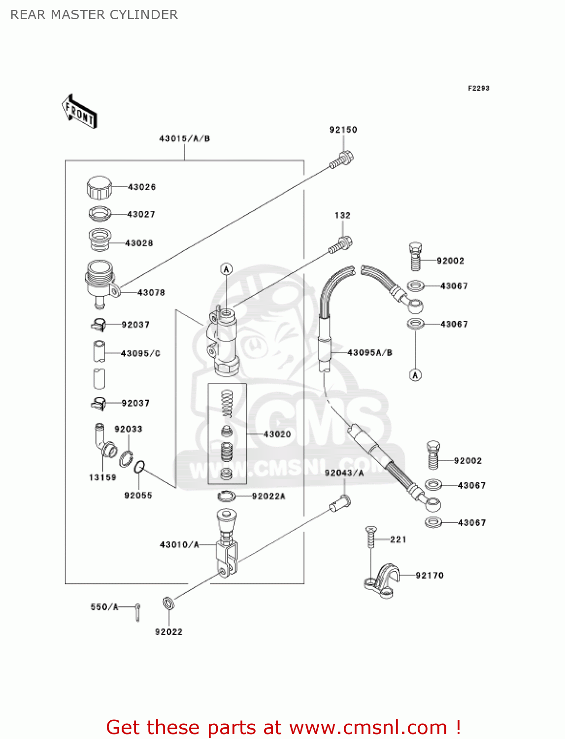 REAR MASTER CYLINDER KX65-A2 KX65 2001 USA CANADA