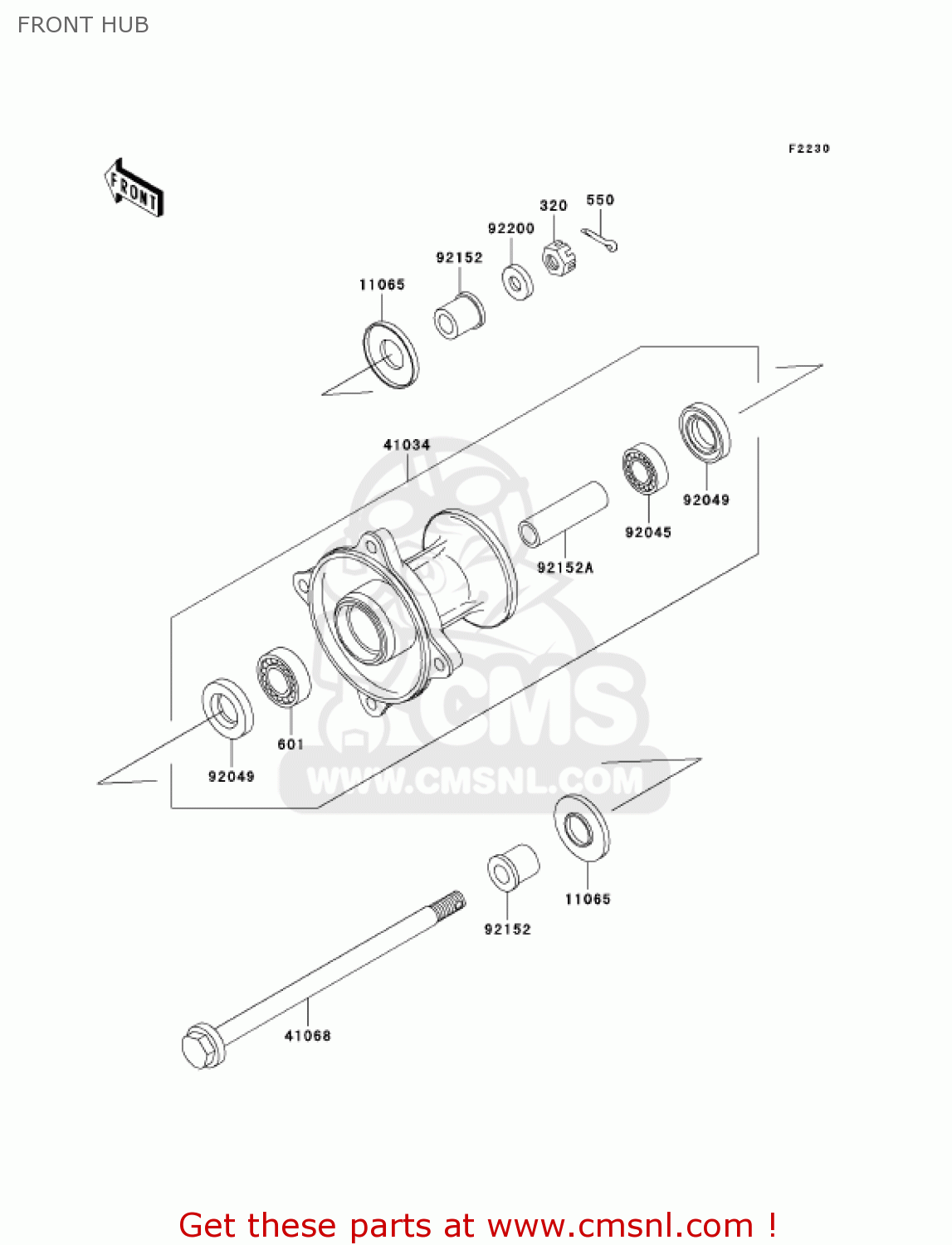 FRONT HUB KX65-A2 KX65 2001 USA CANADA