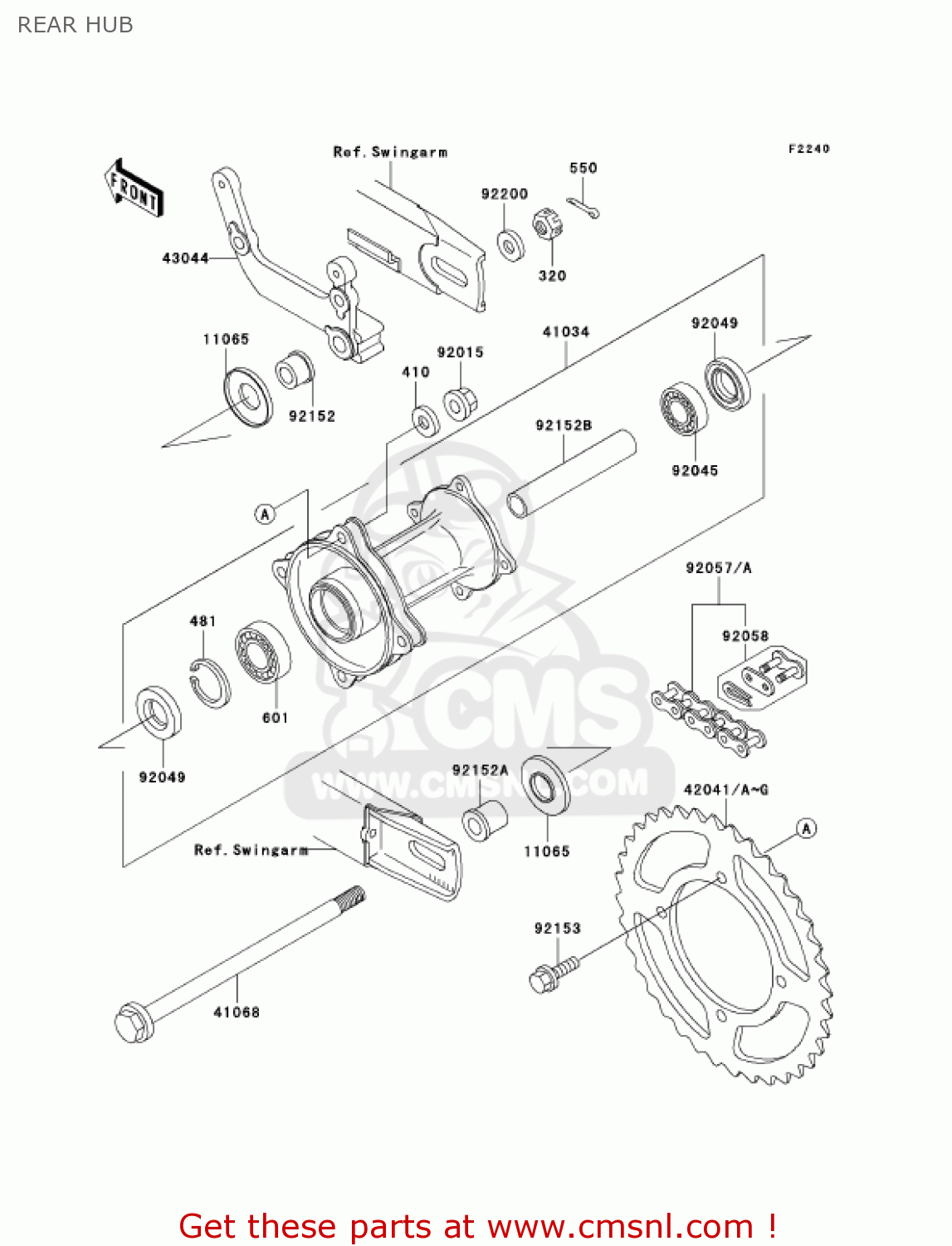 REAR HUB KX65-A2 KX65 2001 USA CANADA