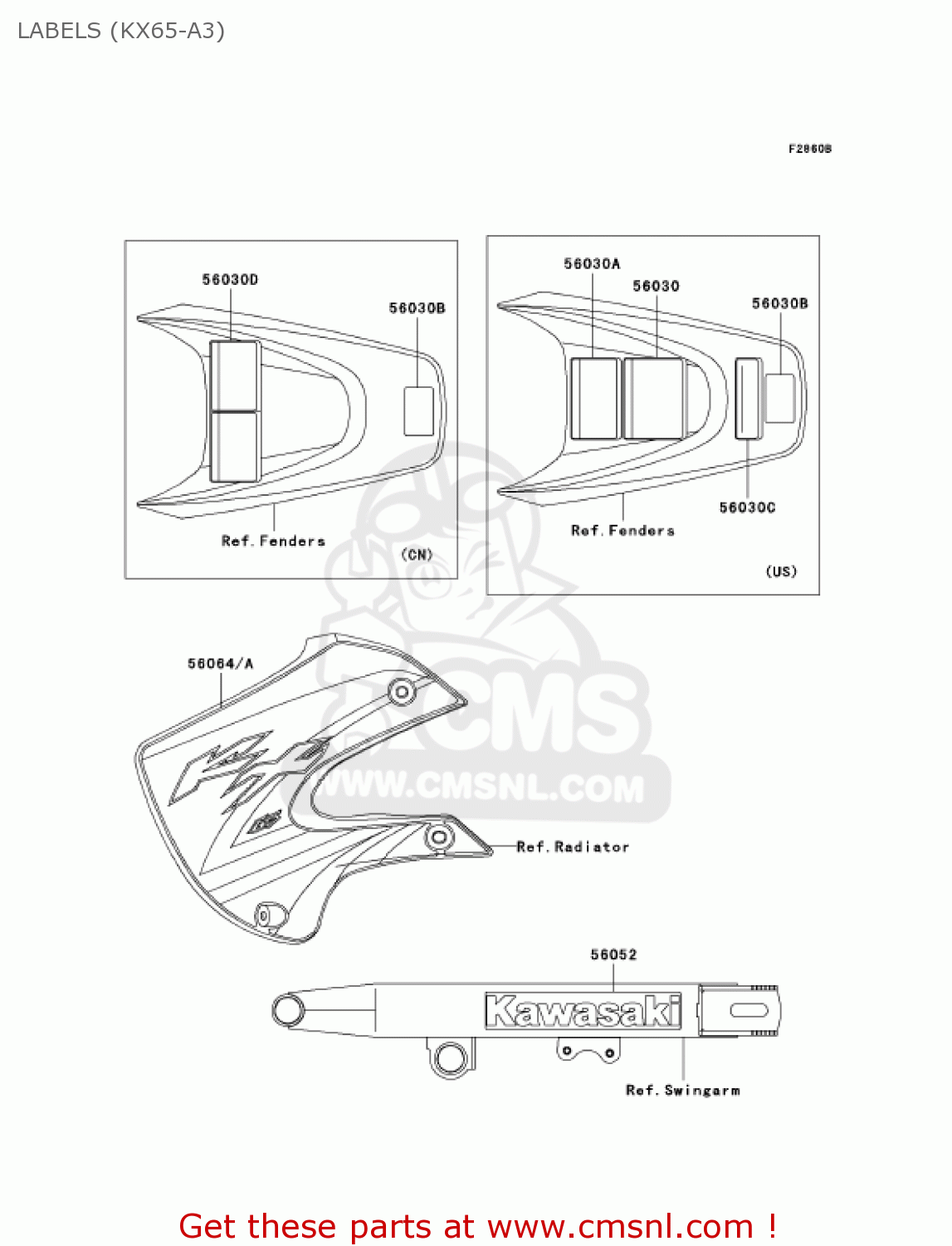 LABELS (KX65-A3) KX65-A3 KX65 2002 USA CANADA