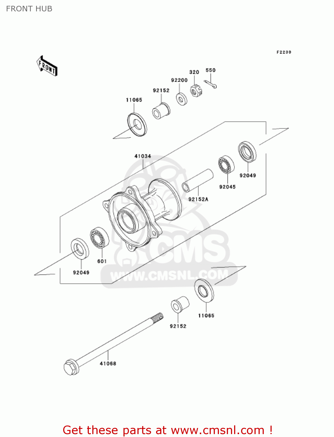 FRONT HUB KX65-A3 KX65 2002 USA CANADA