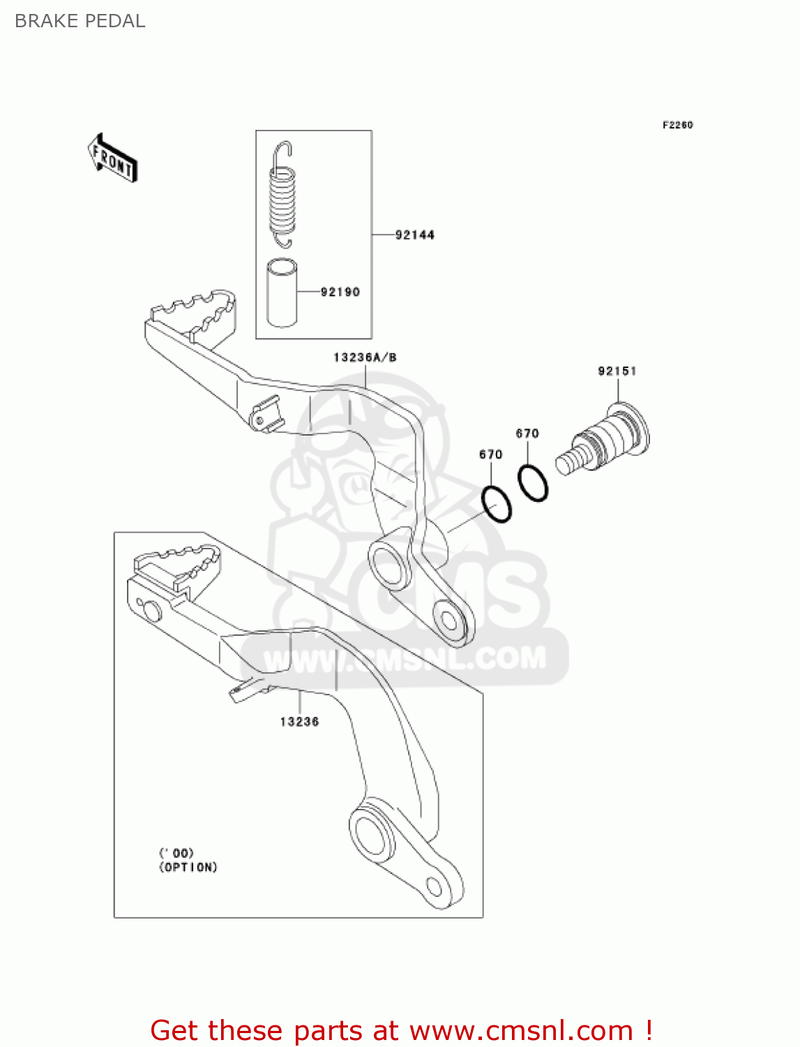 BRAKE PEDAL KX65-A4 KX65 2003 USA CANADA