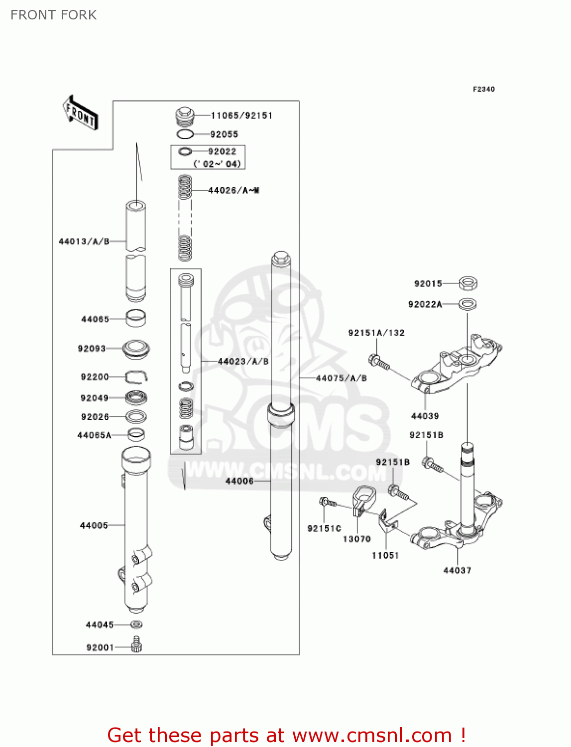 FRONT FORK KX65-A4 KX65 2003 USA CANADA