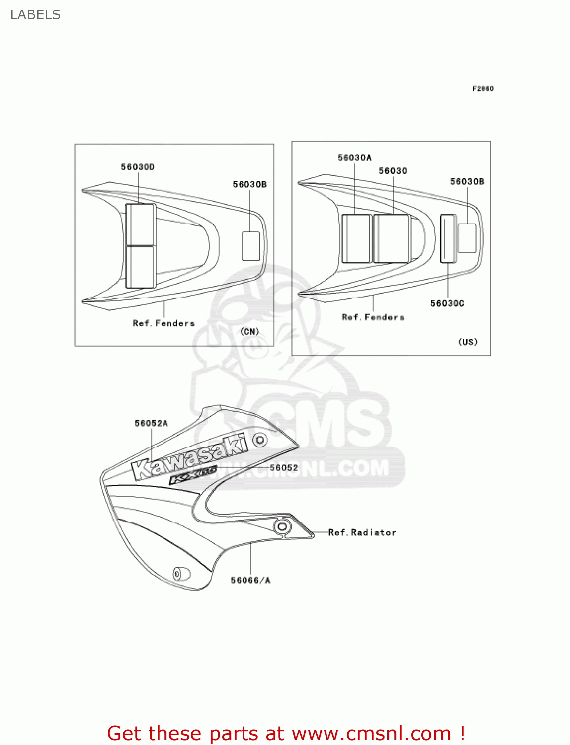 LABELS KX65-A6 KX65 2005 USA CANADA