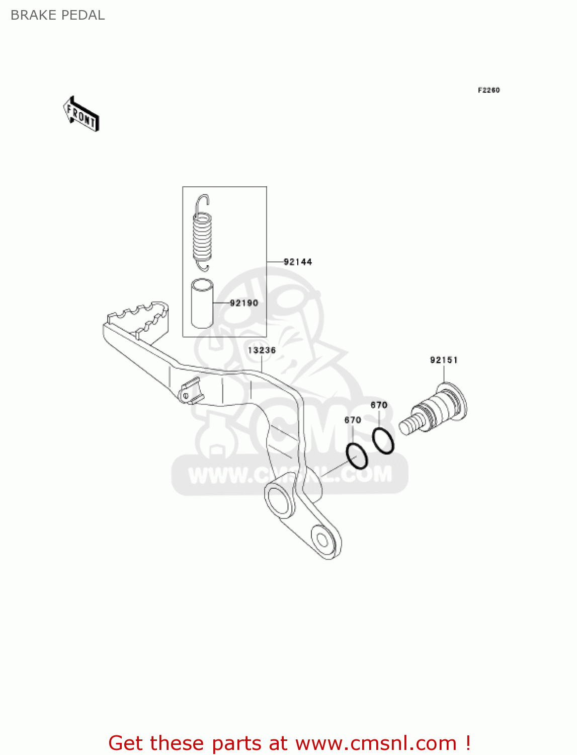 BRAKE PEDAL KX65-A6 KX65 2005 USA CANADA