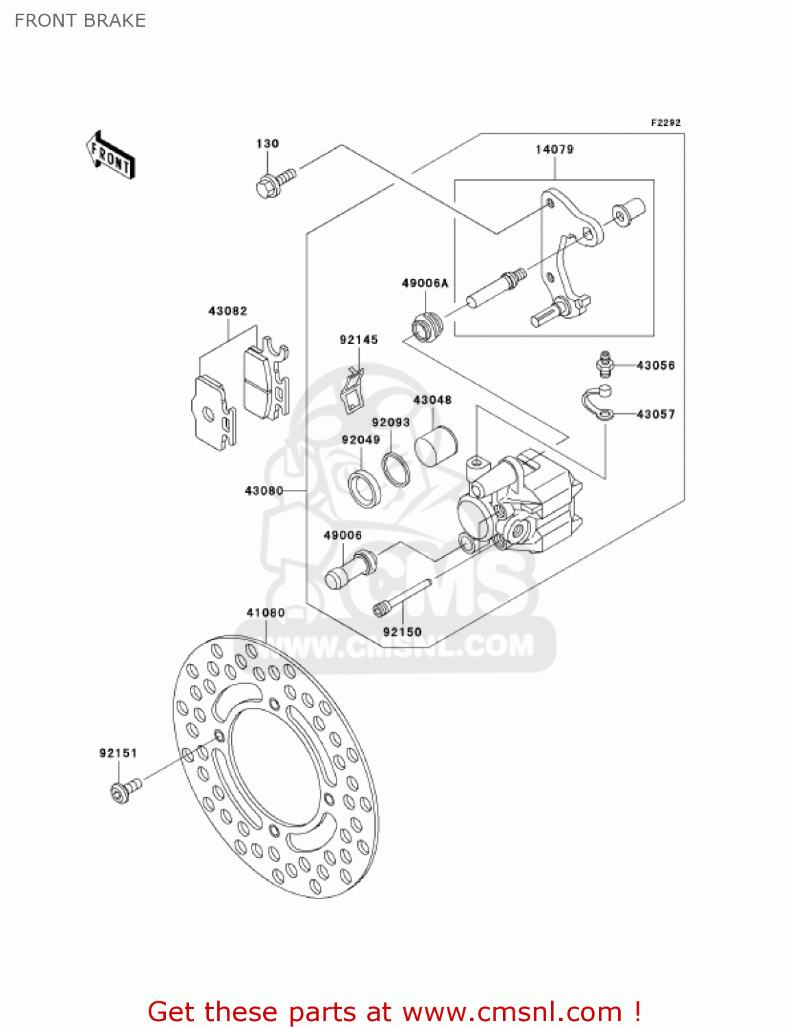 FRONT BRAKE KX65-A6 KX65 2005 USA CANADA
