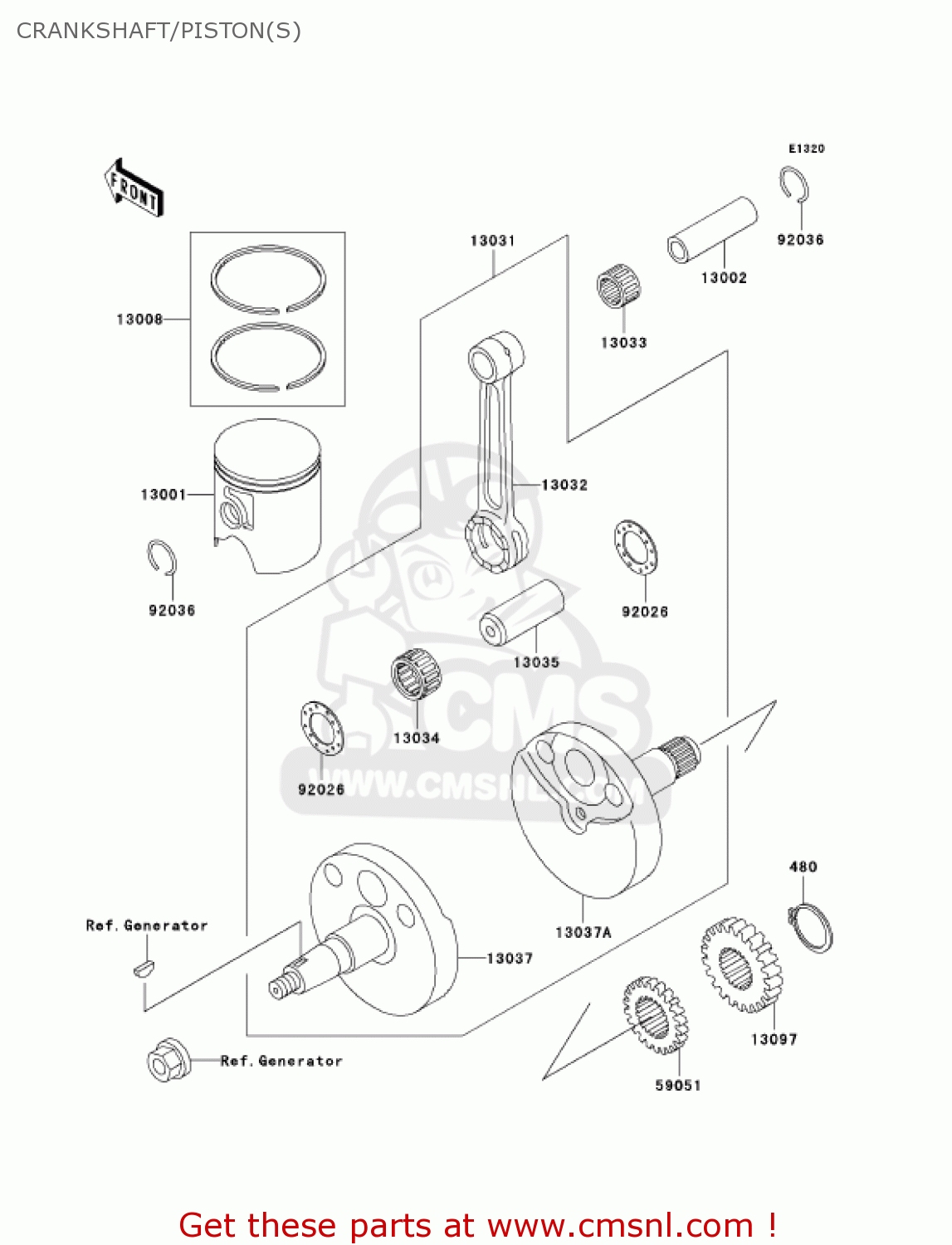 CRANKSHAFT/PISTON(S) KX65-A6 KX65 2005 USA CANADA